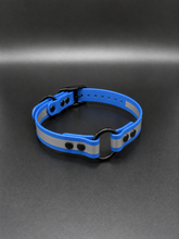Load image into Gallery viewer, Black Metal Name Tag 19" Reflective Dayglo Collar with Black Hardware - 3/4" Wide