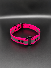 Load image into Gallery viewer, Black Metal Name Tag 19" Reflective Dayglo Collar with Black Hardware - 3/4" Wide