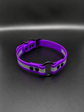 Load image into Gallery viewer, Black Metal Name Tag 19" Reflective Dayglo Collar with Black Hardware - 3/4" Wide