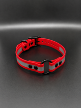 Load image into Gallery viewer, Black Metal Name Tag 19" Reflective Dayglo Collar with Black Hardware - 3/4" Wide