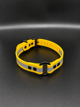 Load image into Gallery viewer, Black Metal Name Tag 19" Reflective Dayglo Collar with Black Hardware - 3/4" Wide
