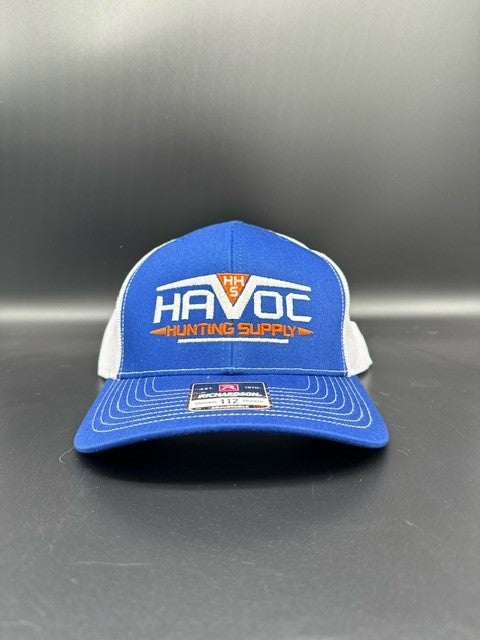 Havoc Hat - Blue Front/White Netting Back with Orange Havoc Stitching