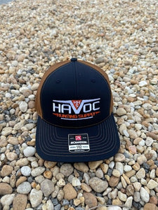 Havoc Hat - Navy Front / Caramel Back with Orange Stitching