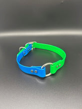 Load image into Gallery viewer, Black Name Tag 19" Two-Tone Dayglo Collar with D-Ring &amp; Center Ring - 1" Wide