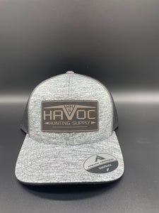 Havoc Hat- Black/Light Charcoal- Black Netting with Leather Patch
