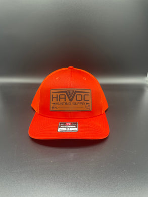 Havoc Hat - Solid Orange with Deer and Coon Patch
